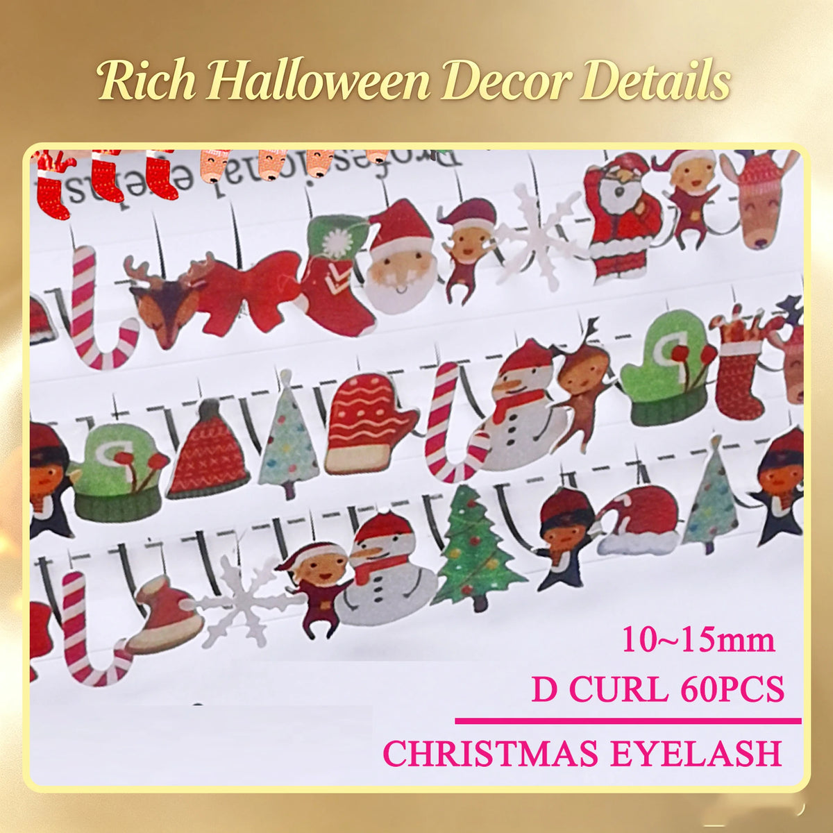 Domi Lash Christmas Cosplay Eyelashes Diamond Glitter Individual Lashes Snow Santa Cat Design False Eyelash Clusters for Party