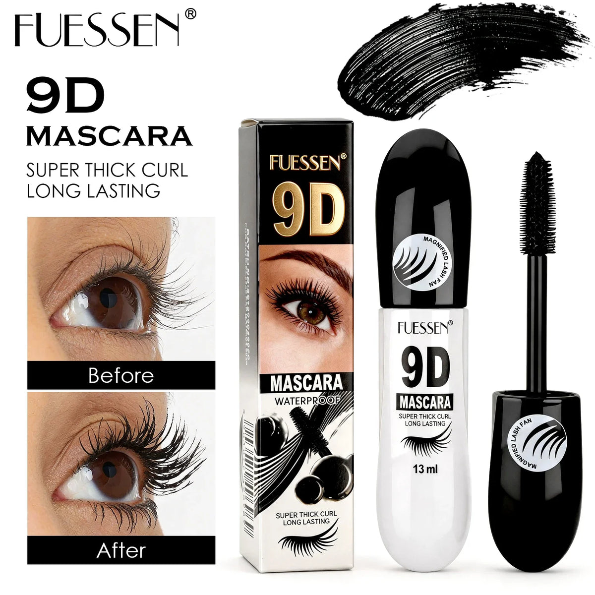 9D Waterproof Mascara Easy to Remove Non-Smudging Slender Curl Thick Enhancing Eyelash Makeup Beauty Product