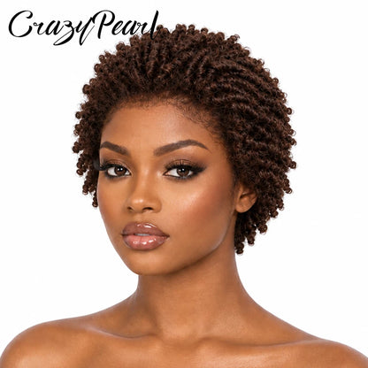 Short Pixie Cut Dreadlocks Wigs Chocolate Brown Afro Twists Dreadlocks Lace Frontal Wig Faux Locs Braided Hair Replacement Wigs