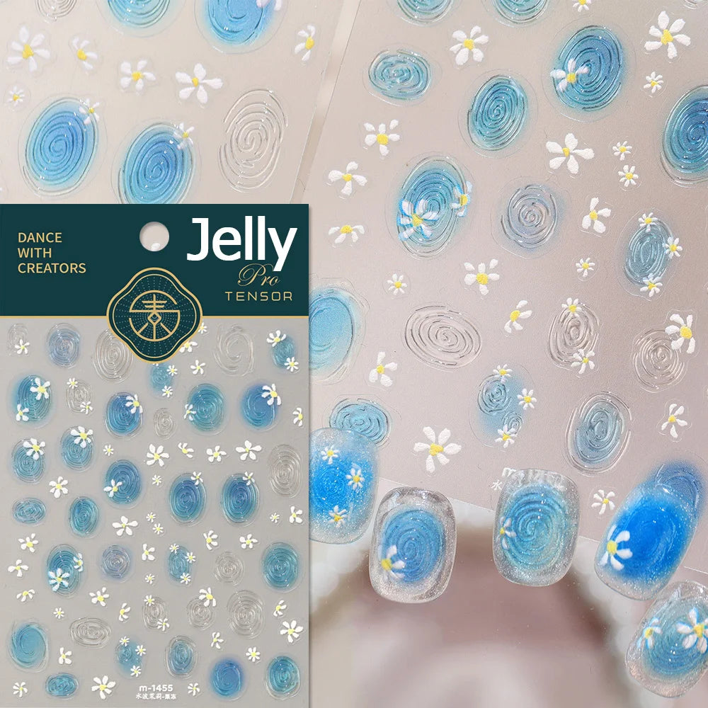 Gold Stamped Shell Conch Scallop Starfish Pearl 5D Embossed Self Adhesive Nail Art Stickers Delicate Ocean Style Manicure Decals