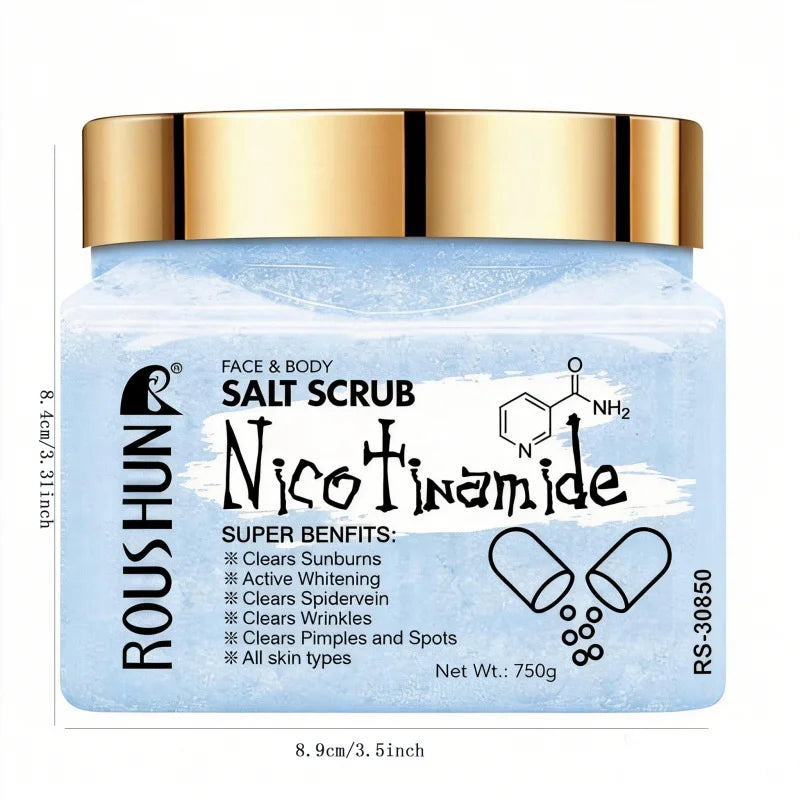 ROUSHUN NICTINAMIDE SALT SCRUB Large Capacity Family Pack Body Scrub Gentle Deep Cleansing Skin