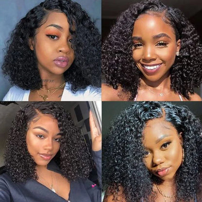Indian Human Hair Jerry Curly Wig 300% Density Virgin Hair Wig Natural Color Kinky Curly 5x5 Transparent Lace Wig For Women