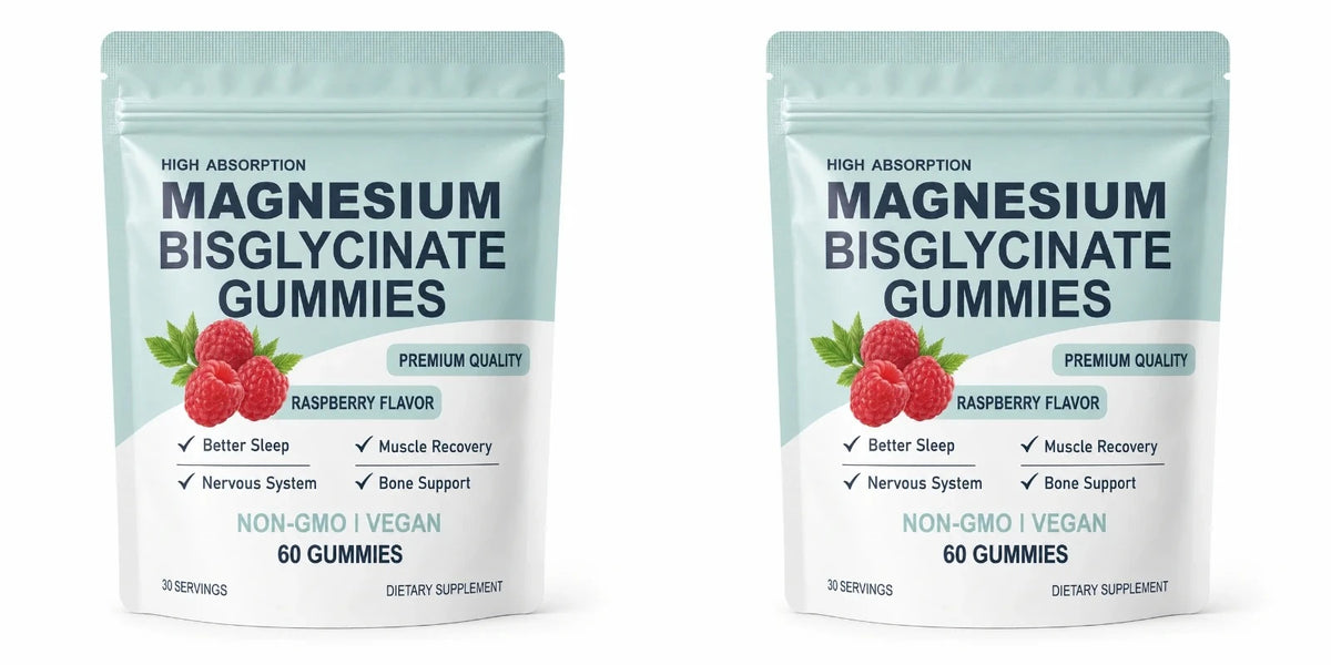 Magnesium Bisglycinate Gummies High Absorption Vegan Raspberry Flavor 60 Count Support Muscle Bone Health Non GMO Gluten Free