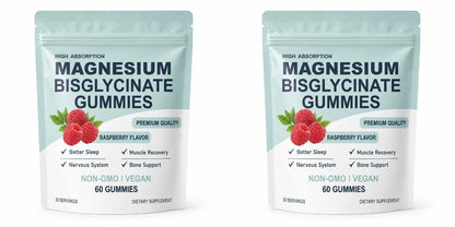 Magnesium Bisglycinate Gummies 400mg Raspberry Flavor Sugar Free Vegan Supplement Sleep Relaxation Muscle Support 60 Gummies