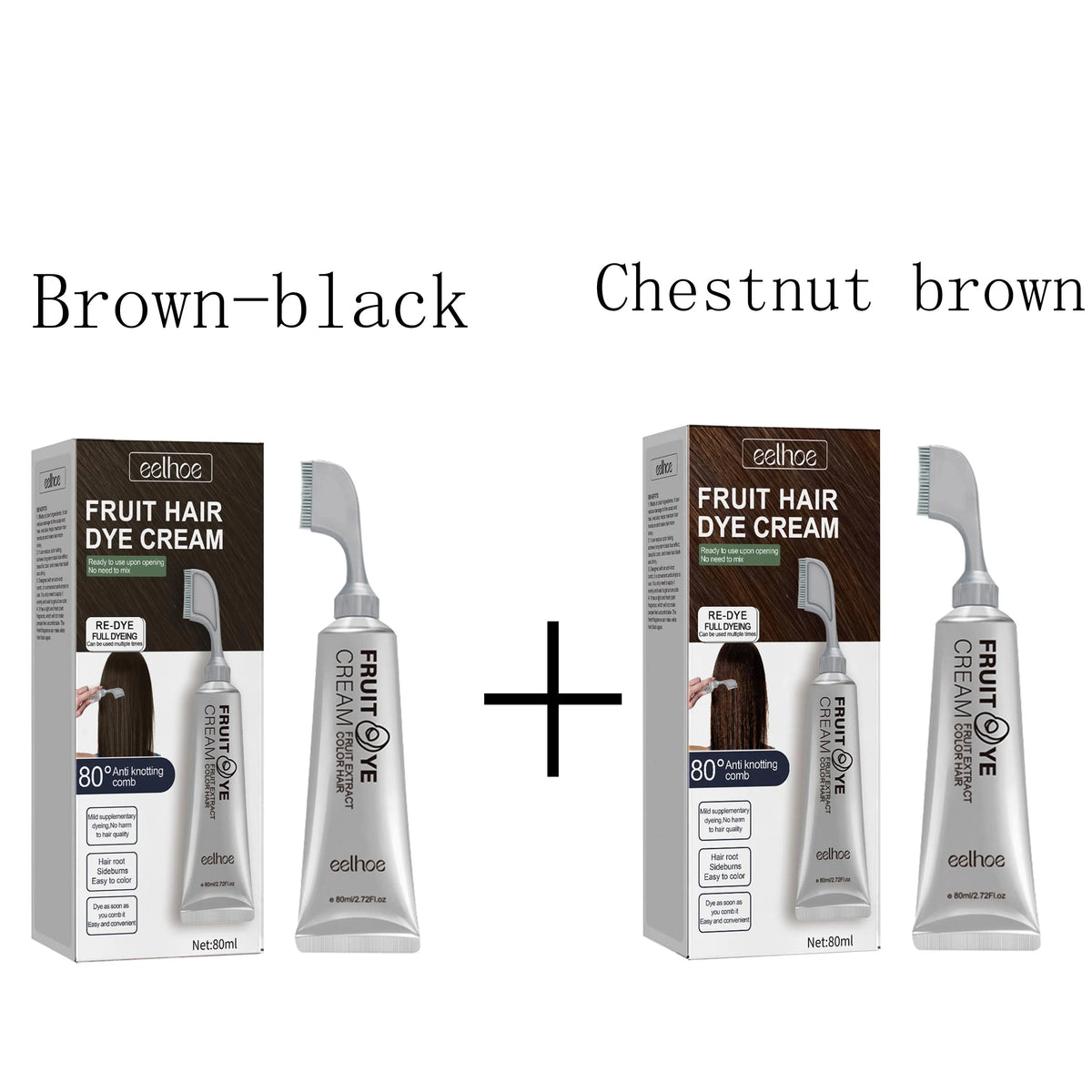 Fruit and Vegetable Hair Cream, Naturally Gentle, Long-Lasting, Does Not Damage Scalp or Hair, Easy to Color, Black Hair Cr