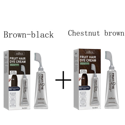 Fruit and Vegetable Hair Cream, Naturally Gentle, Long-Lasting, Does Not Damage Scalp or Hair, Easy to Color, Black Hair Cr