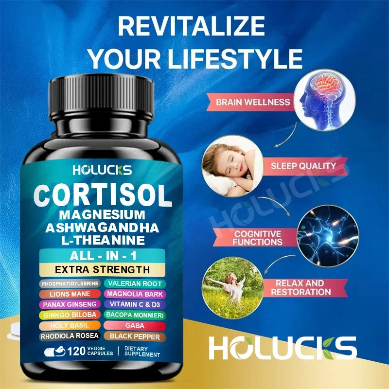 Buy 1 Get 1 Free! Premium Cortisol Capsules, Support Balances Hormones, Reduces Hot Flashes & Promotes Restful Sleep, Non-GMO