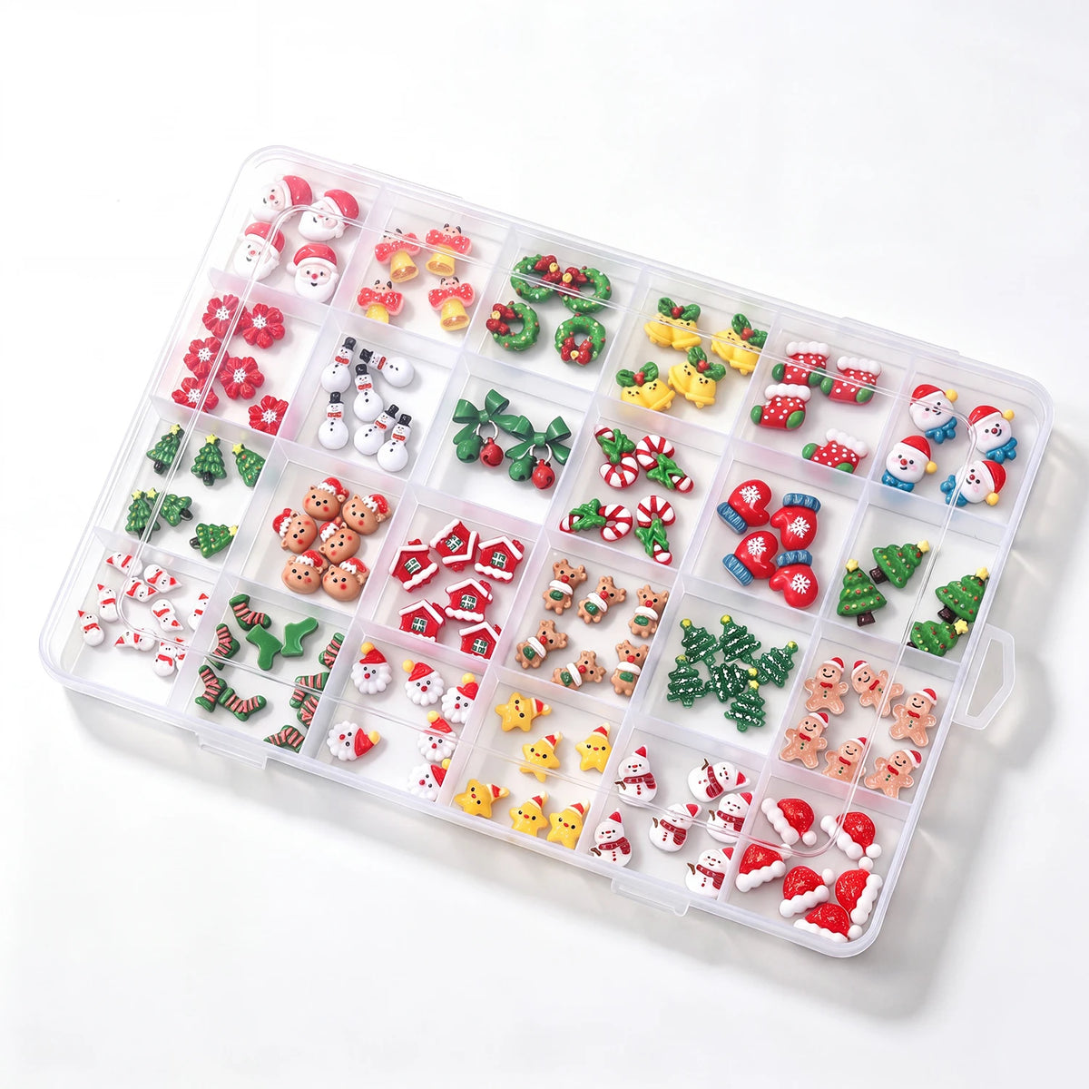12grid 3D Kawaii Christmas Nail Charms Cute Santa Claus Snowman Bell Stocking Elk Wreath Nail Gems Resin Xmas Manicure Carft D2$