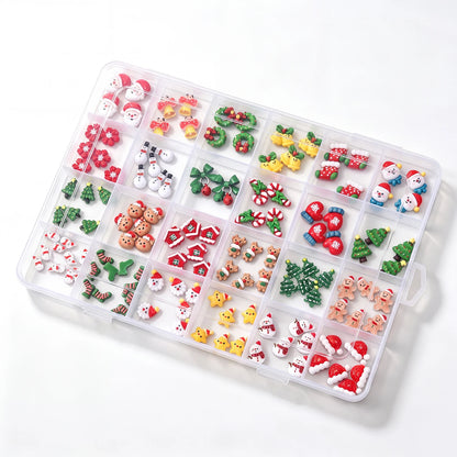 12grid 3D Kawaii Christmas Nail Charms Cute Santa Claus Snowman Bell Stocking Elk Wreath Nail Gems Resin Xmas Manicure Carft D2$