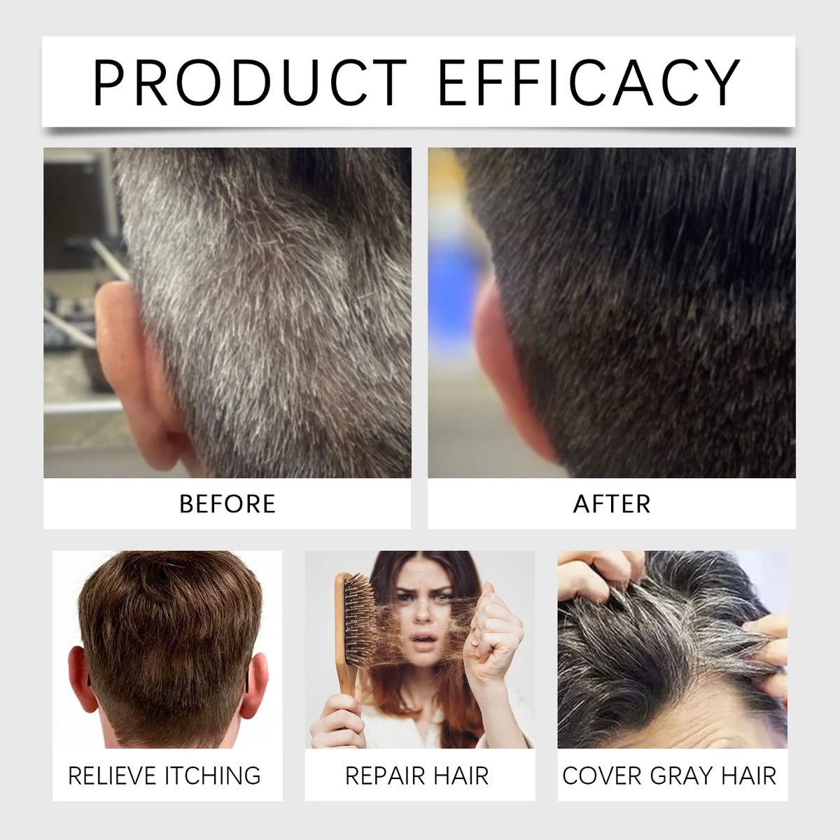 Gray White Hair Treatment Serum Cover White Hair To Black Natural Color Repair Spray Anti Loss Hair Restore Healthy Hairs Care