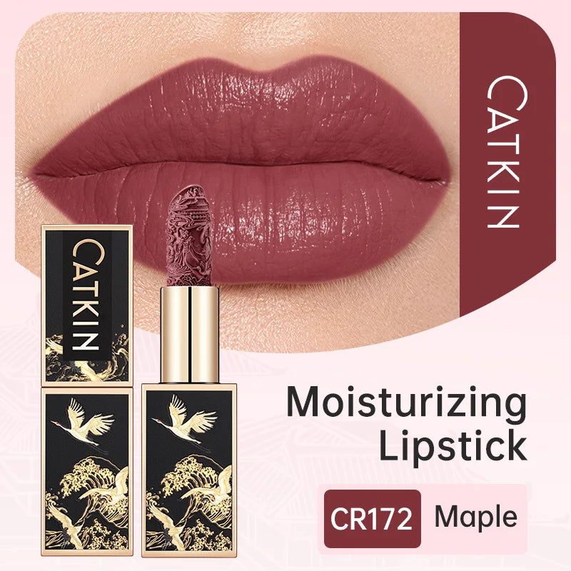 CATKIN Christmas Limited New Year's Lipstick for Lips CATKIN Moisturizing with Golden Glosses, Tone CP170 Crimson Pink, 3.6 G
