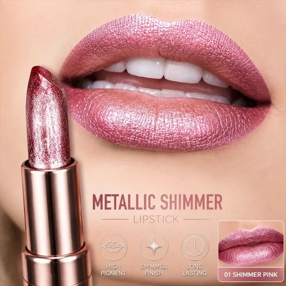 Rose Smoke Powder Lipstick Pearlescent Glitter Bright Starry Sky Glossy Diamond Velvet Lipstick Waterproof Durable Women Makeup