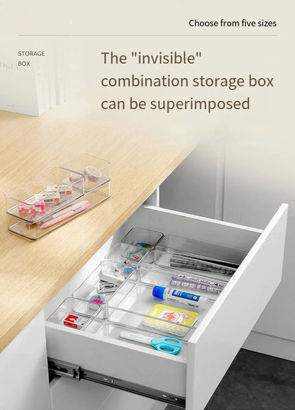 Clear Drawer Organizer Boxes Transparent Plastic Storage Box Desktop Acrylic Box Jewelry Makeup Cosmetic Organizer Drawer Box
