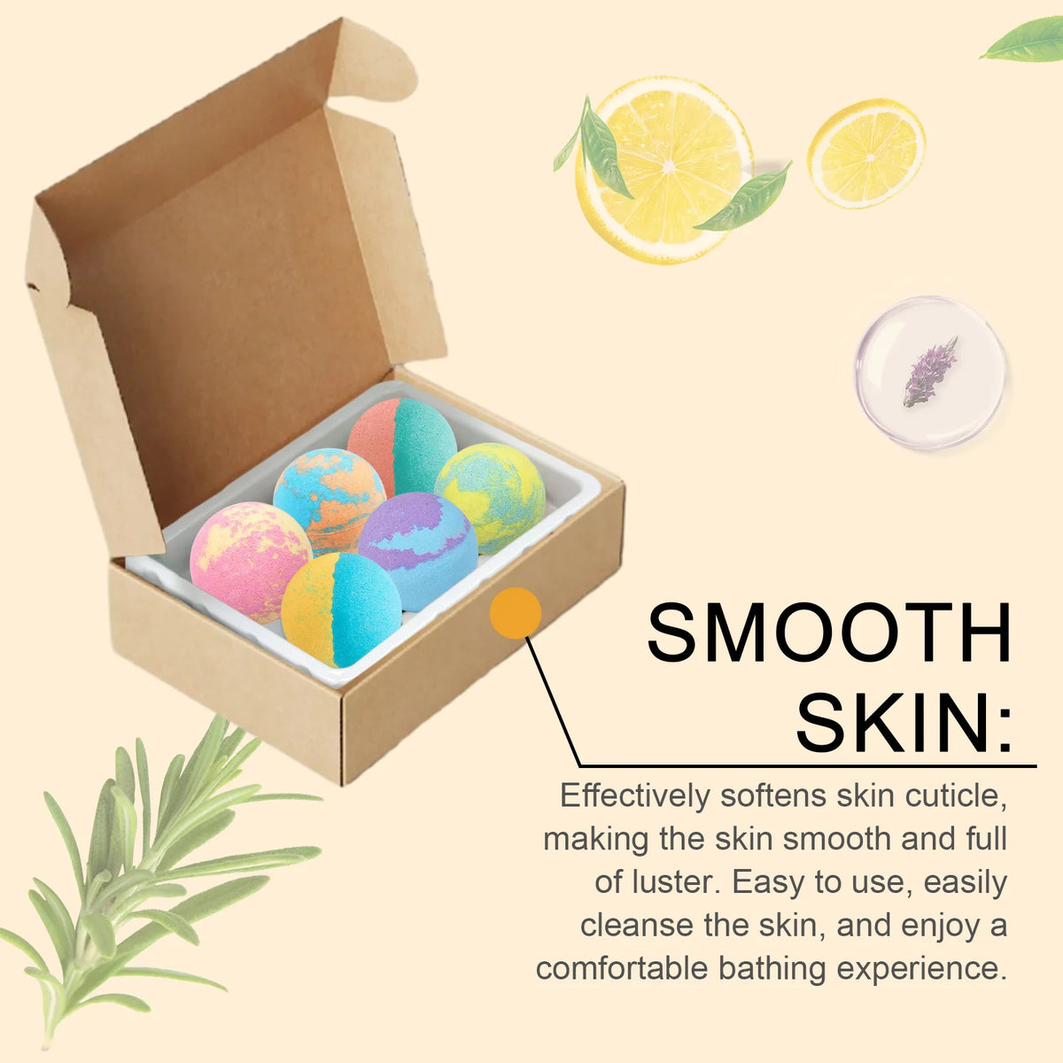 OceAura Bath Bombs Set Lily Rose Rosemary Bubble Skin Exfoliation Improve Dryness Handmade Gift Relaxing Spa Bath Salt Balls