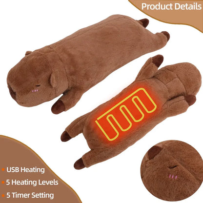 Electric Heating Pad for Period Cramps Menstruation Heatable Stuffed Animals Capybara Plush with a Hot Soft Belly for Wife Women