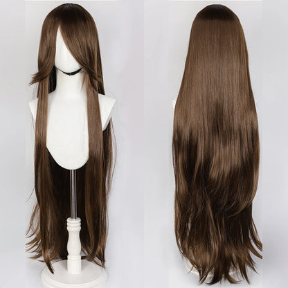 100CM Long Straight Wig With Bangs Synthetic Cosplay Wig For Women Pink Purple Cosplay Wigs for Party For Halloween