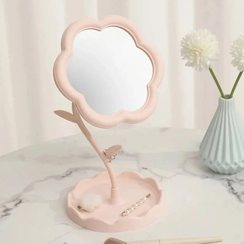 Desktop Makeup Mirror Heart Shape Makeup Vanity Portable Double-side Vanity Mirror Hand Mirror Cosmetic Compact Mirror for Women