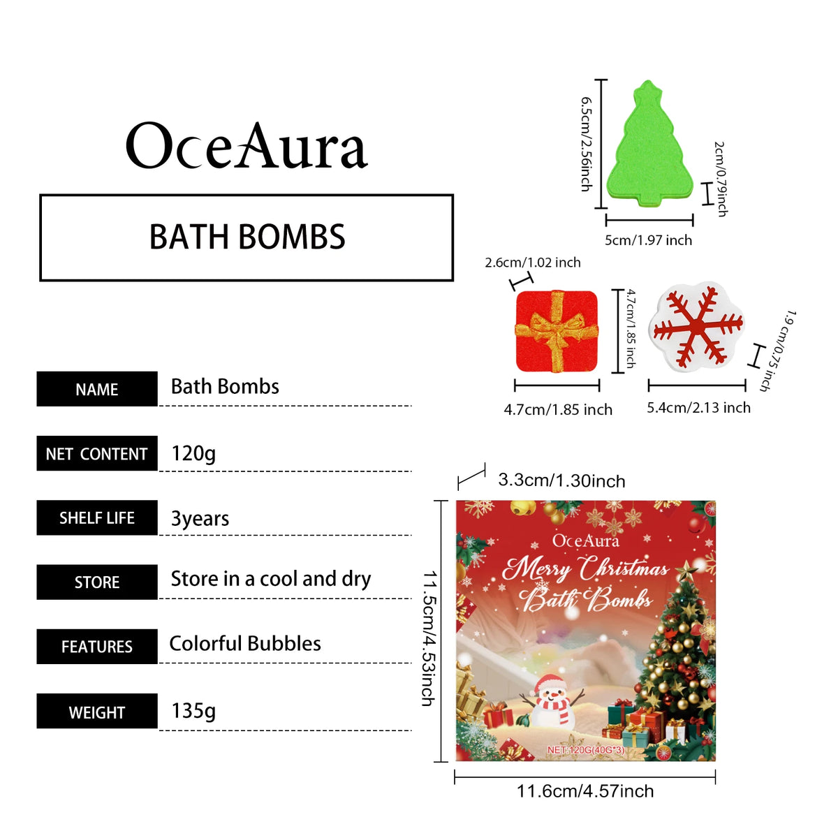 Soothing Body Christmas Bath Bomb Set Stress Relief Relaxation Exfoliation Moisturizing Aromatherapy Body Care Bath Bomb