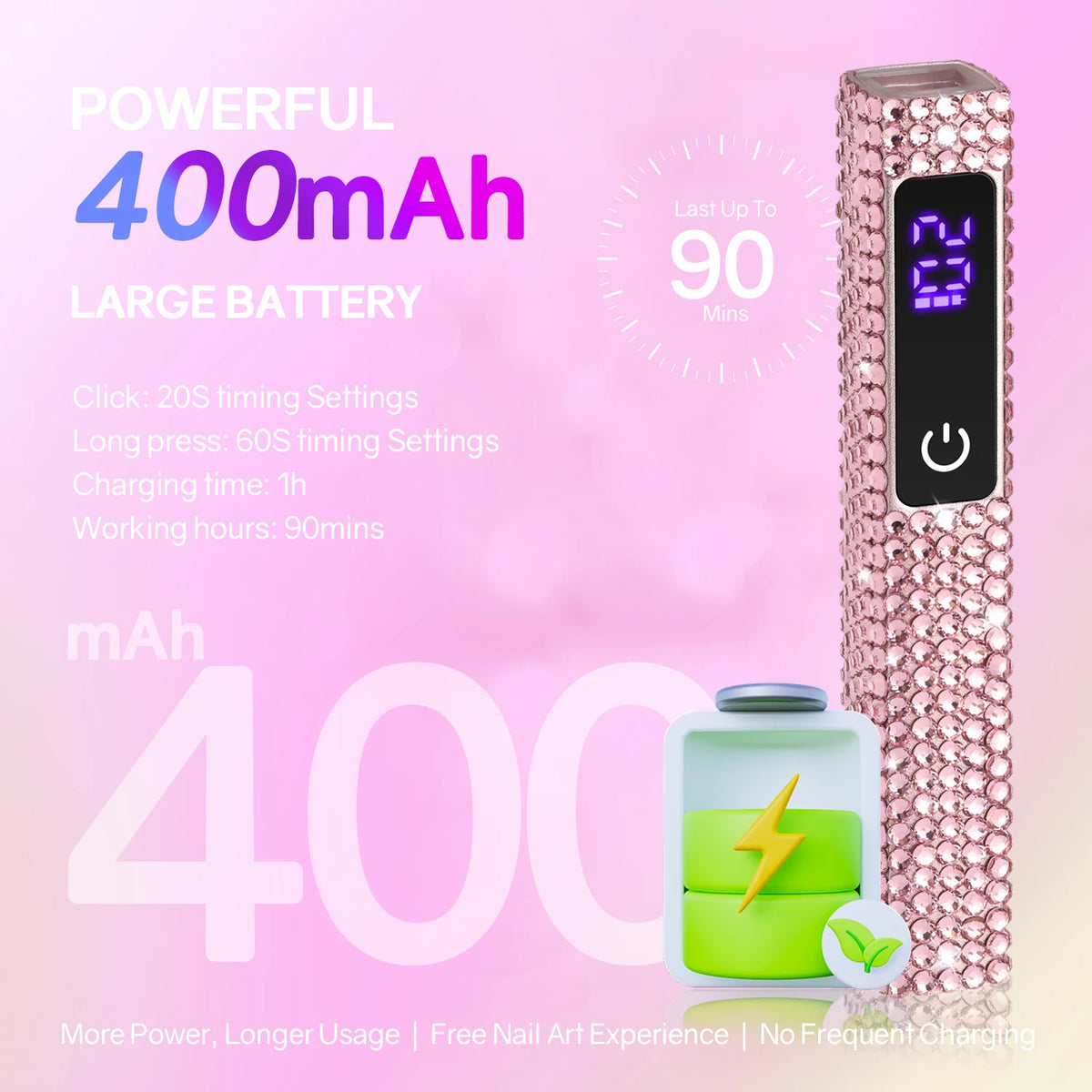 Portable Handheld Mini Nail Lamp For All Gel Polish Quick Dry USB Rechargeable Nail Dryer Machine UV LED Nail Lamp With Diamond