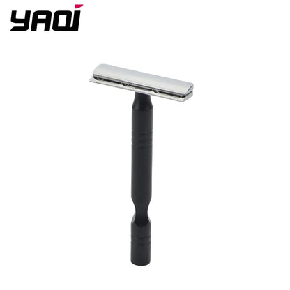 YAQI Beard Shaver Chrome And Black Color Aluminum Handle Light Weight AC Blade Excalibur Single-edged Mens Shaving Safety Razor