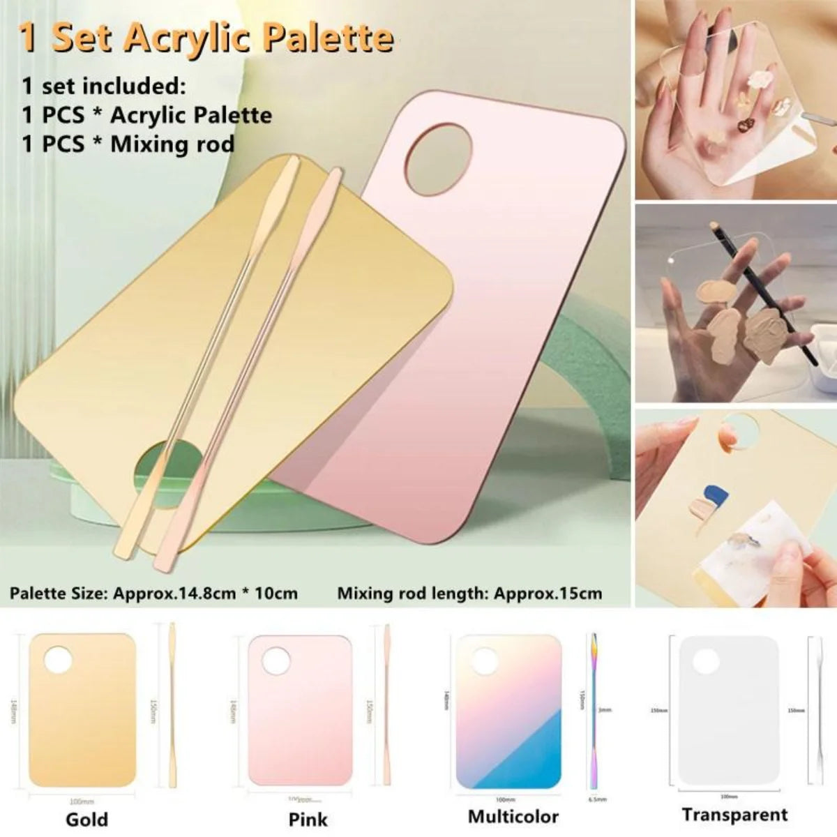 1PCS Acrylic Makeup Palette Makeup liquid foundation Color Palette Stick Makeup Manicure Tools Oil Paints Hand Painted Palette
