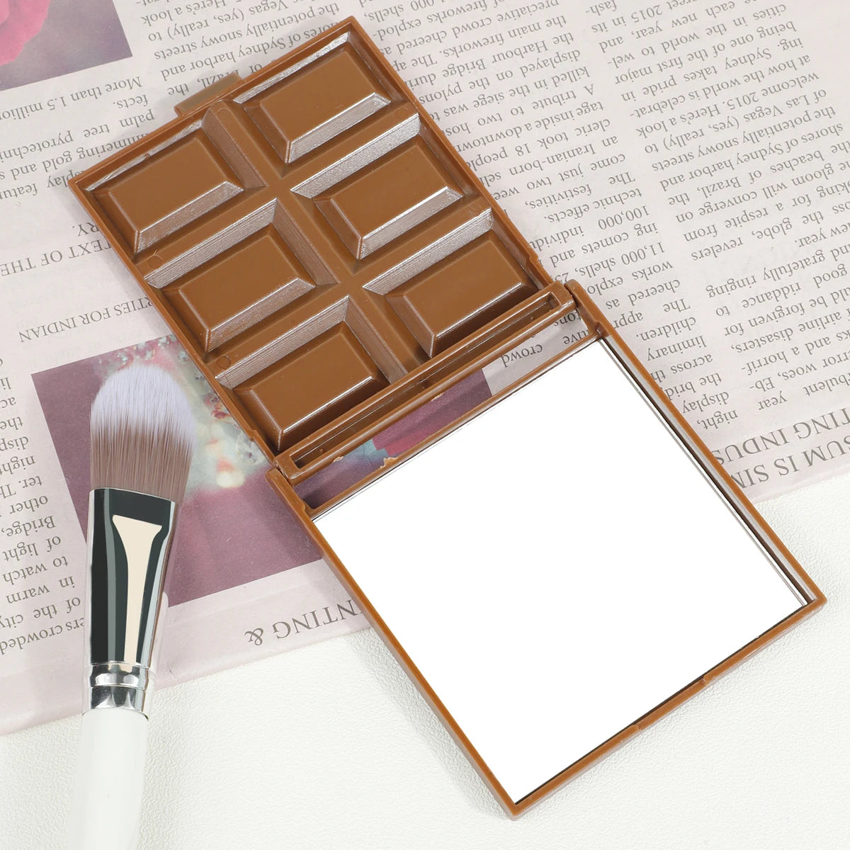Creative Decorative Chocolate Mirror Square Kawaii Portable Mirror Plastic Chocolate Shaped Vanity Mirror Children