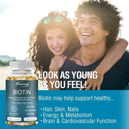 Biotin Capsule Supplement 10000 Mg - Beautiful Hair, Skin and Nails, Dietary Supplement