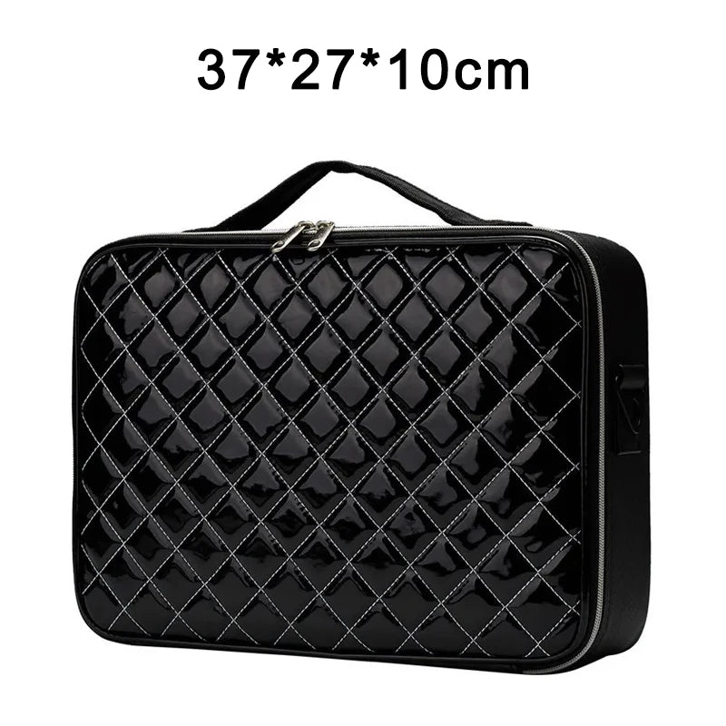 Waterproof PU Leather Cosmetic Bag Professional Large Capacity Storage Make Up Handbag Case Travel Toiletry Makeup Bag For Women