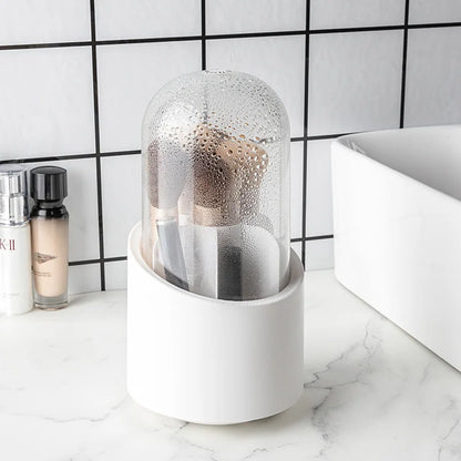 Desktop Cosmetic Brush Organizer 360° Rotating Makeup Brushes Holder 7 Grids Lipstick Eyebrow Pen Holder Eye Shadow Storage Box