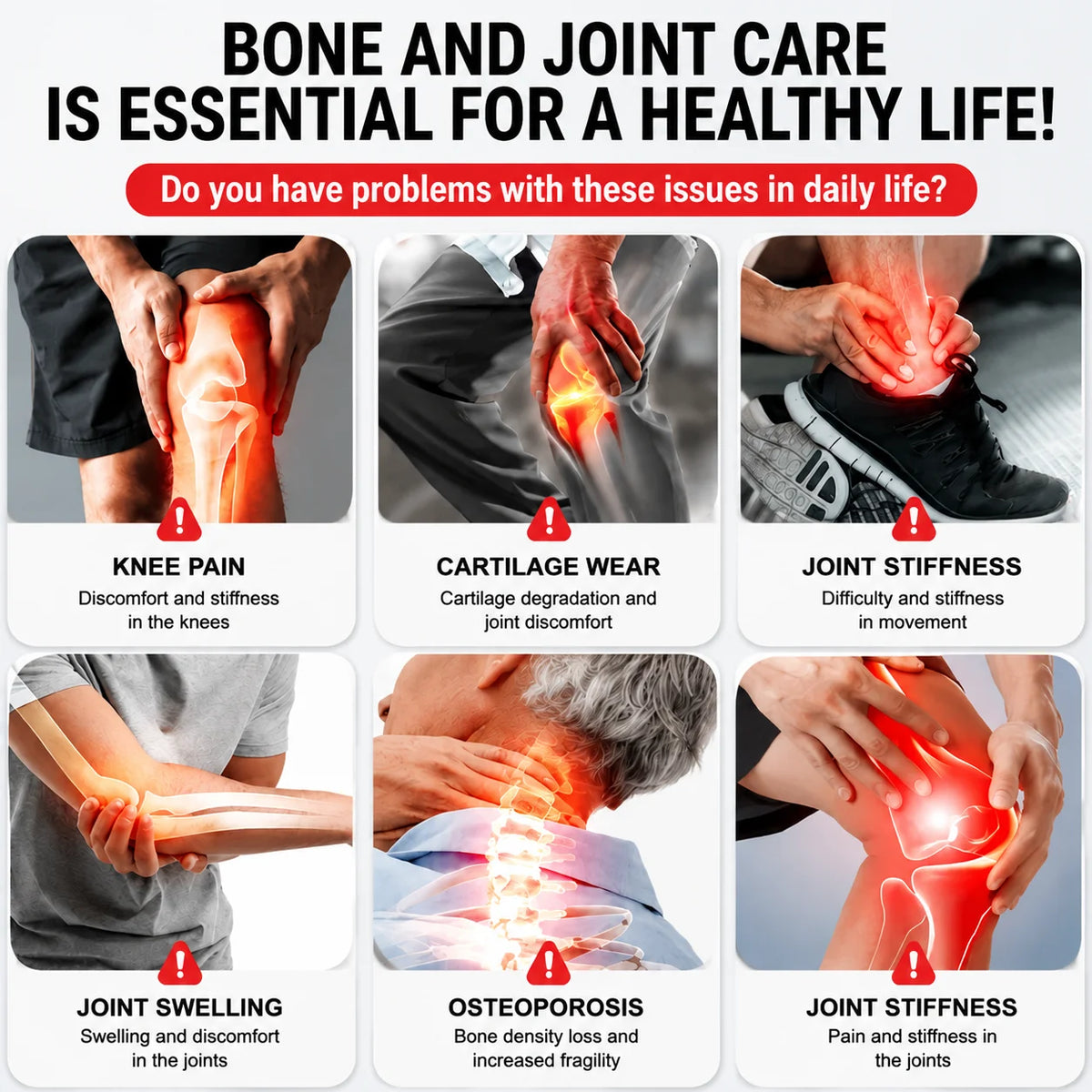 Bone & Joint Health Support Supplement, with Zinc, Magnesium, for Muscle Growth, Heart Wellness, Immune Function, Energy