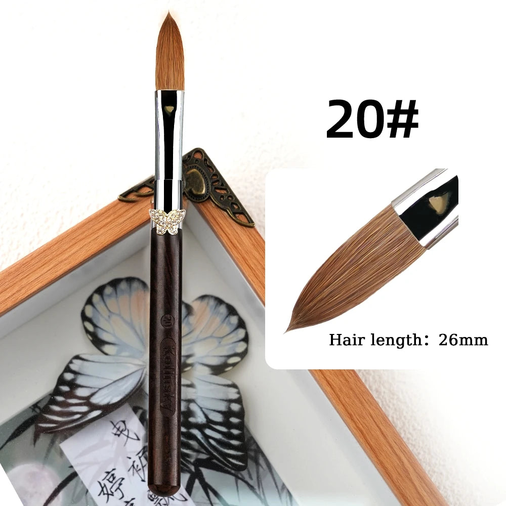 100% Kolinsky Acrylic Brush UV Gel Carving Nail Brush Purple Sandalwool Handle Zircon Butterfly Manicuring Nail Tools Size 2-20