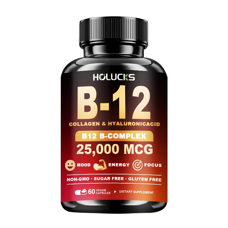 Vitamin B12 Capsules, with MSM, Marine Collagen, Support Mood & Mental Focus, Heart, Skin, Bone & Nervous System Health, Immune