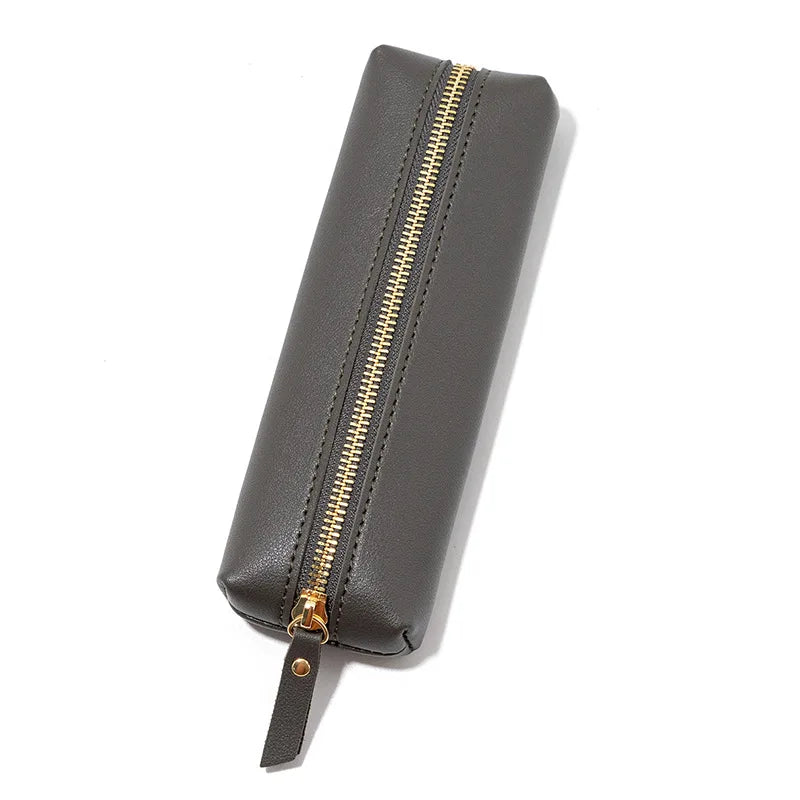 Travel Luxury PU Leather Engrave Name Cosmetic Bag Zipper Fashion Small Make Up Bag Business Pen Pouch Versatile Storage Bags