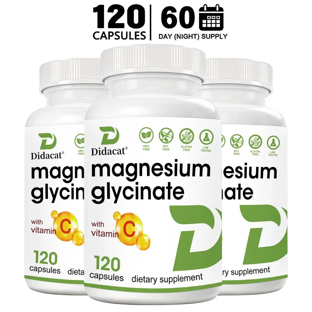 Magnesium Glycinate 1000 Mg, 120 Veggie Capsules - Highly Purified Trace Mineral for Muscle, Joint, Heart and Digestive Health