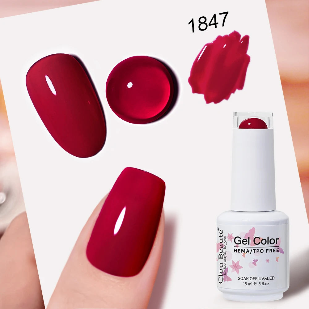 Clou Beaute 15ml Nail Gel Polish Vernis Semi Permanent UV Soak off Varnish Tpo Free Nail Polish Nail Art Gel Lacquer