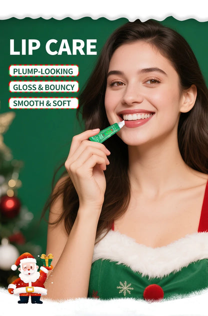 3-piece Christmas card lipstick set -3 flavors (coconut, raspberry, aloe) lasting moisturizing and luster, portable belt