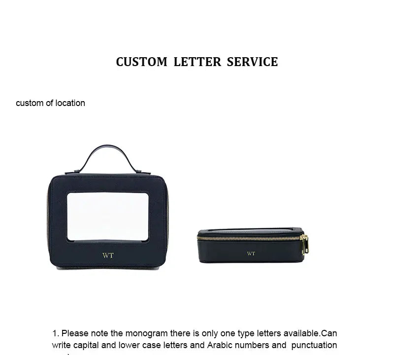 Custom Genuine Leather Travel Cosmetic Bag Set Colorful Classic Saffiano Portable Travel Clear PVC Cosmetic Bag TPU Wash Bag