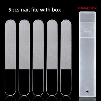 Clear Glass Nail File Buffing Grit Sanding Polishing Grinding Manicure Nail Art Tools Set Professional Glass Nano Nail Saw