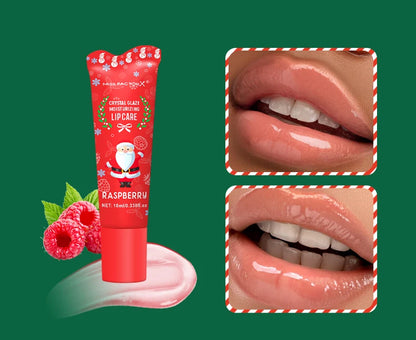3-piece Christmas card lipstick set -3 flavors (coconut, raspberry, aloe) lasting moisturizing and luster, portable belt