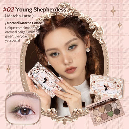 Flower Knows Makeup Eyeshadow Chocolate Wonder-Shop Glitter Matte Eye Shadow Palette 8-Color Eye Vegan Makeup Cosmetics