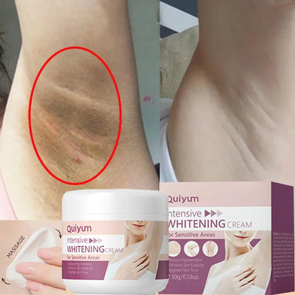 Quiyum Intensive Whitening Cream For Sensitive Areas Underarm Armpit Elbow Knee Private Parts Skin Lightening Brightening 30g