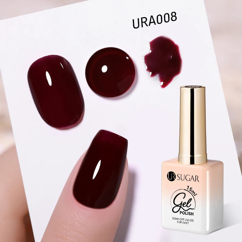 UR SUGAR 15ml Gel Nail Polish Neon Blue Red Green Pastal Nude UV/LED Soak Off No Wipe Nail Gel Polish Suitable For Summer Autumn