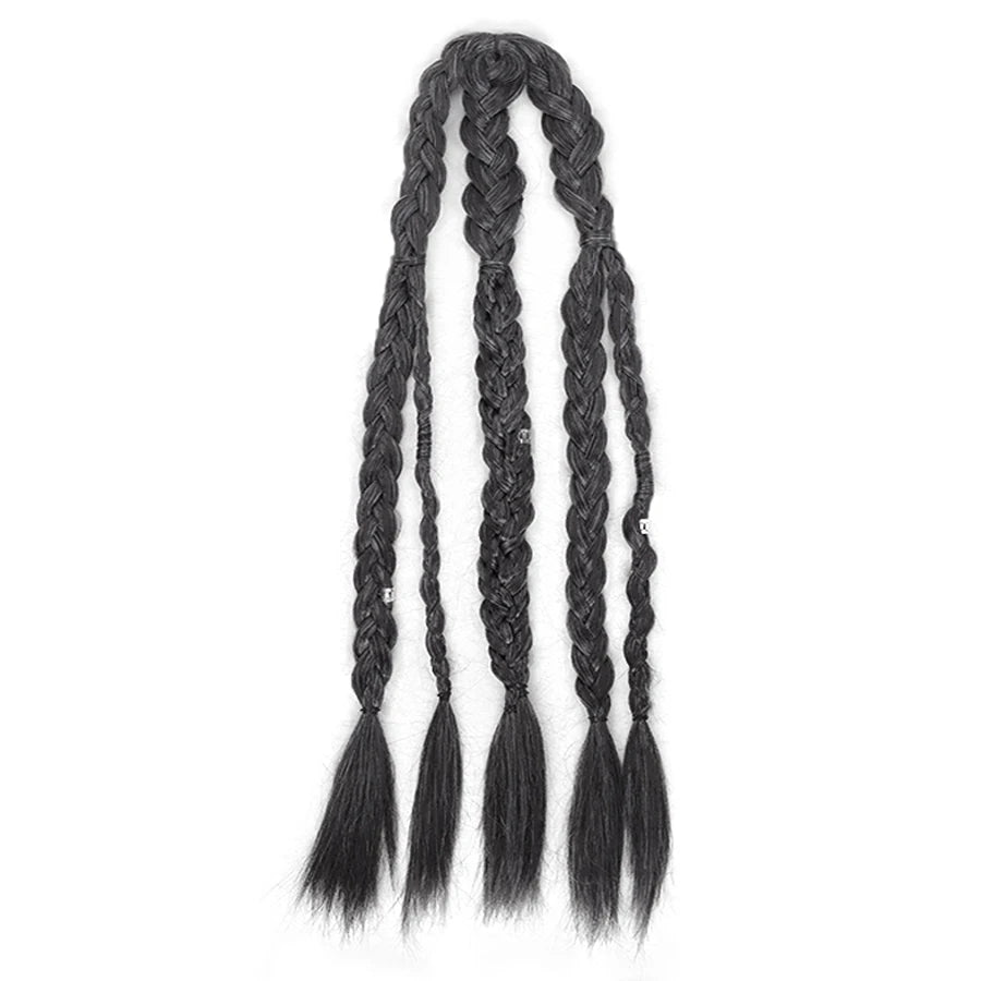 Synthetic 24" Handmade Viking Braided Ponytail Wig Men Clip In Hair Extensions,Halloween Renaissance Warrior Costume Accessories
