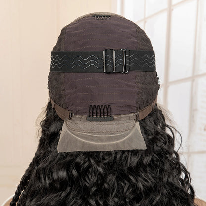 26 Inches Synthetic Cornrow Braided Wig 13x6 Lace Frontal Curly Braiding Wig African Braids Hair Wigs for Black Women