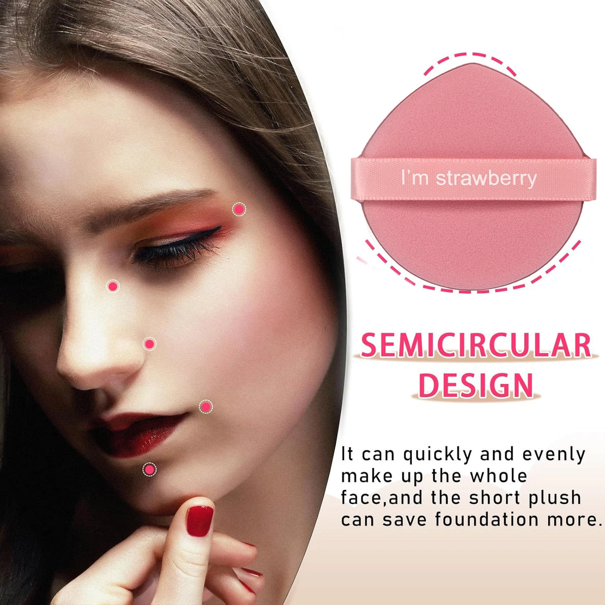 Karsyngirl 7Pcs/Box Strawberry Cosmetic Puff Set Double Side Women Soft Makeup Sponge Beauty Make up Powder Tools