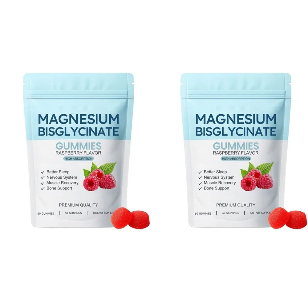 Magnesium Bisglycinate Gummies Support Daily Sleep Quality Help Maintain Nervous System Health Assist Muscle Recovery 60 Gummies