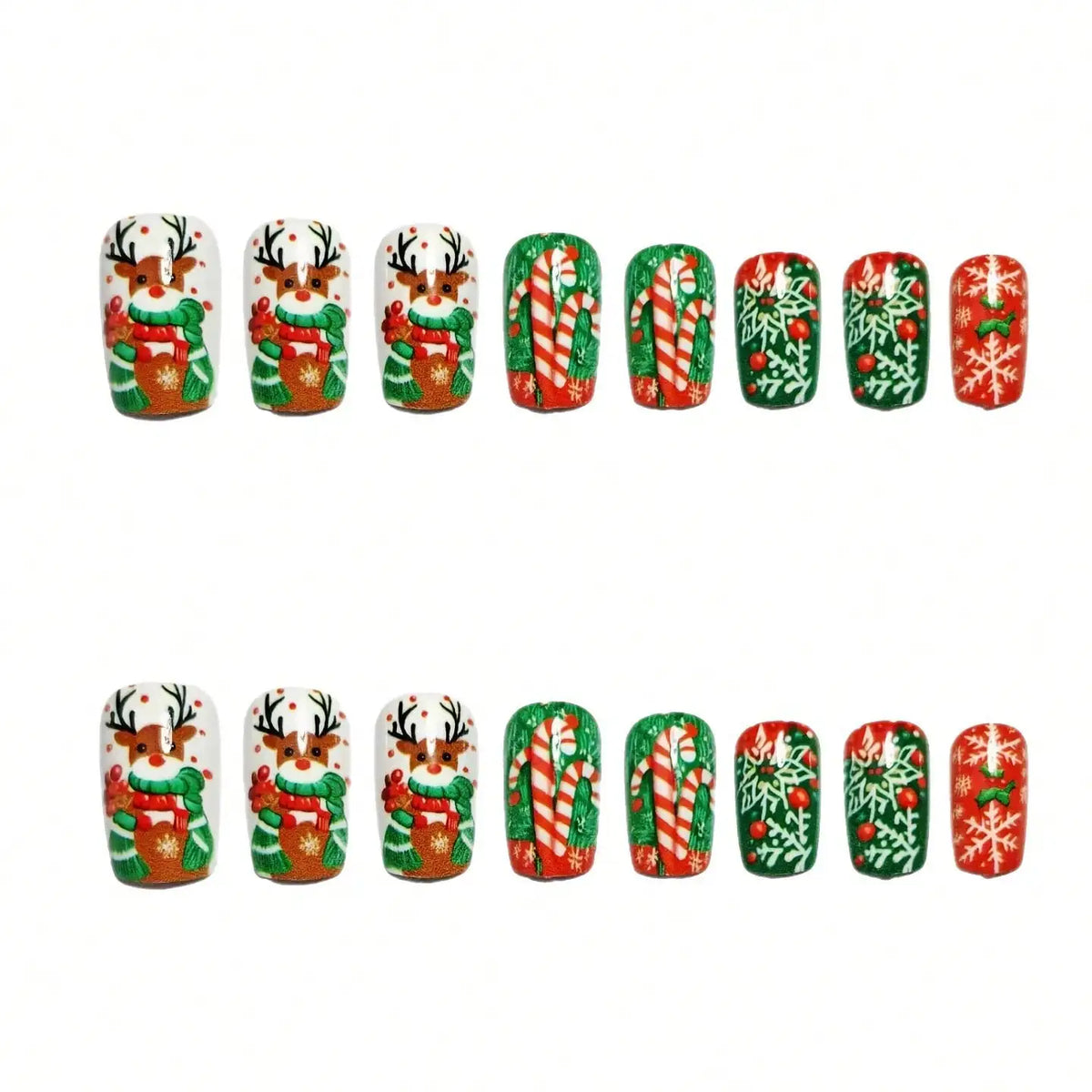 24Pcs Fake Nails, Christmas Theme Manicure, Cute Snowman Nail Tips, Luxurious And Elegant Style, Suitable For Parties, Gatherings, And Daily Wear