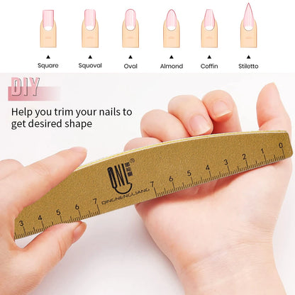 1/2/5/10pcs Washable Ruler Nail File Set with Scale 100/180 Grit Double-Sided Sanding Nail File Durable Nail Sanding Bar Tools