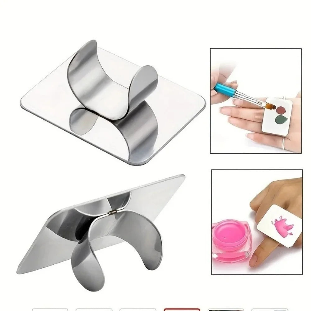 Stainless Steel Cosmetic Mixing Palette With Mini Foundation Spatula Professional Makeup Blending Tray For Liquid Foundation
