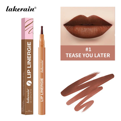 Lakerain Lip Liner Waterproof Transfer-proof Long-lasting Wear Pen Style Felt Head Design Blendable Lip Liner Stain Pen